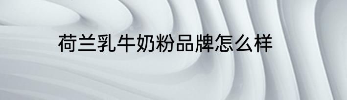 荷兰乳牛奶粉品牌怎么样