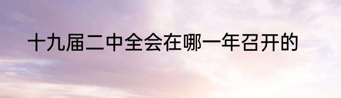 十九届二中全会在哪一年召开的