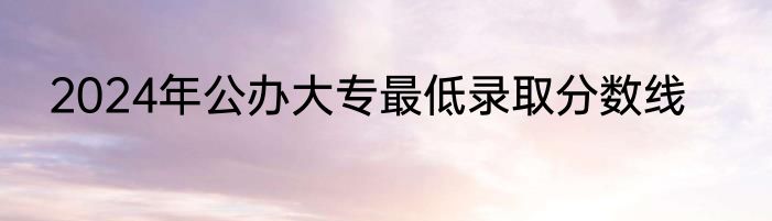 2024年公办大专最低录取分数线