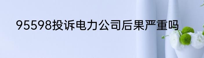 95598投诉电力公司后果严重吗