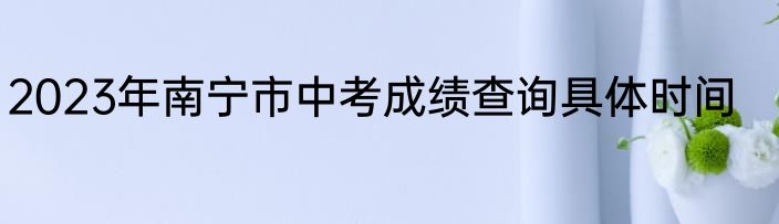 2023年南宁市中考成绩查询具体时间