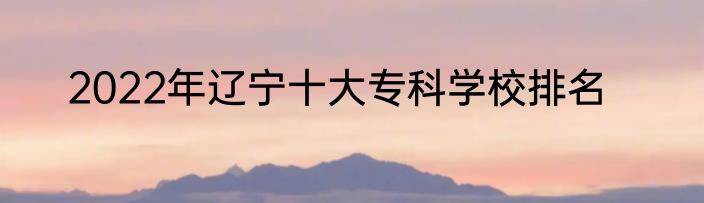 2022年辽宁十大专科学校排名