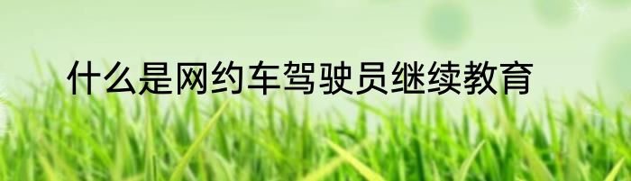 什么是网约车驾驶员继续教育
