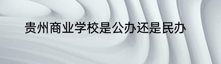 贵州商业学校是公办还是民办