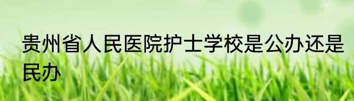贵州省人民医院护士学校是公办还是民办