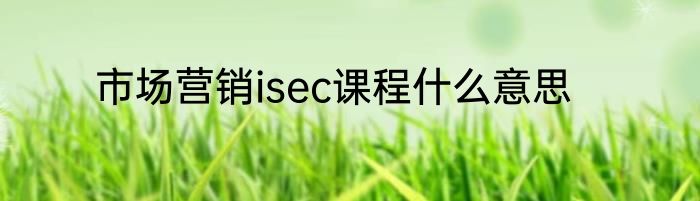 市场营销isec课程什么意思