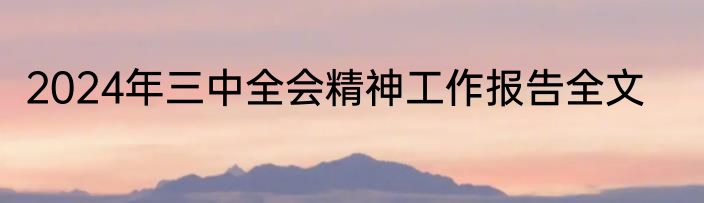 2024年三中全会精神工作报告全文