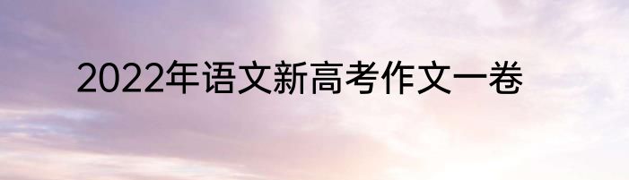 2022年语文新高考作文一卷