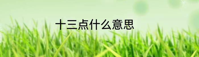 十三点什么意思