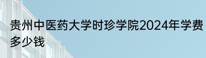 贵州中医药大学时珍学院2024年学费多少钱