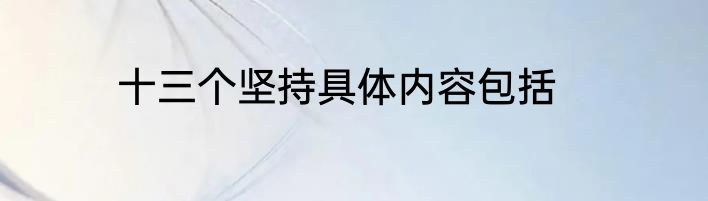 十三个坚持具体内容包括