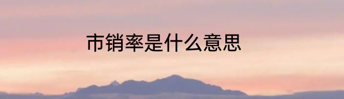 市销率是什么意思