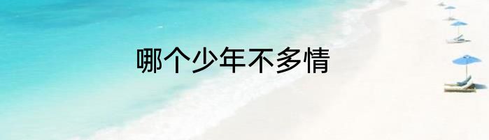 哪个少年不多情