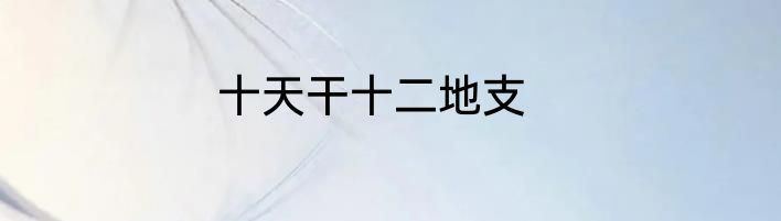 十天干十二地支