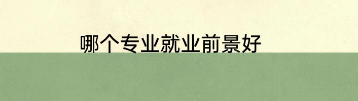 哪个专业就业前景好