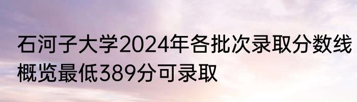 石河子大学2024年各批次录取分数线概览最低389分可录取