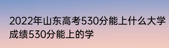 2022年山东高考530分能上什么大学成绩530分能上的学