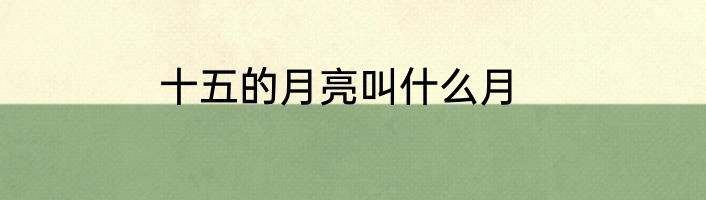 十五的月亮叫什么月