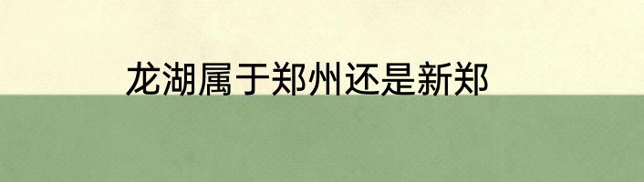 龙湖属于郑州还是新郑