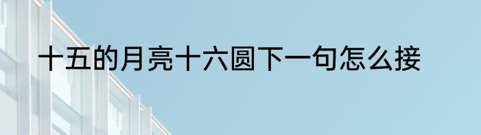 十五的月亮十六圆下一句怎么接