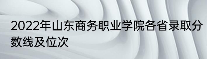 2022年山东商务职业学院各省录取分数线及位次