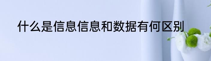 什么是信息信息和数据有何区别