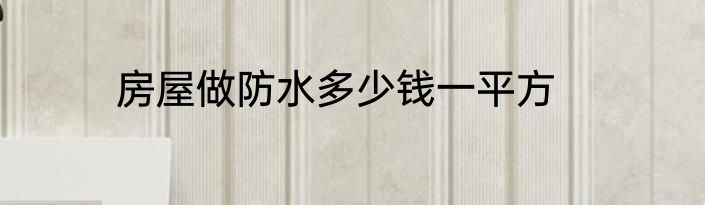 房屋做防水多少钱一平方