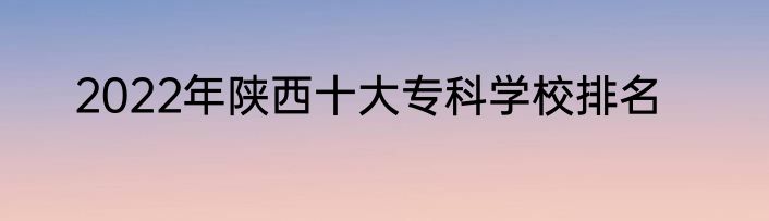 2022年陕西十大专科学校排名