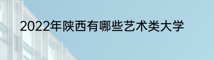 2022年陕西有哪些艺术类大学