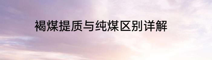 褐煤提质与纯煤区别详解