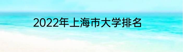 2022年上海市大学排名