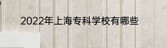 2022年上海专科学校有哪些