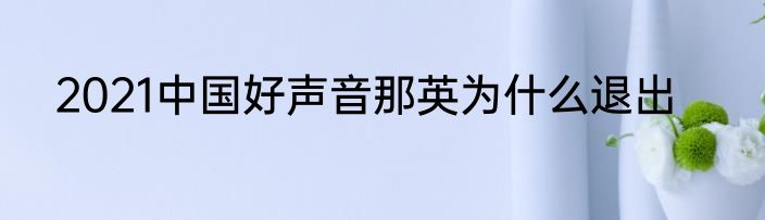 2021中国好声音那英为什么退出