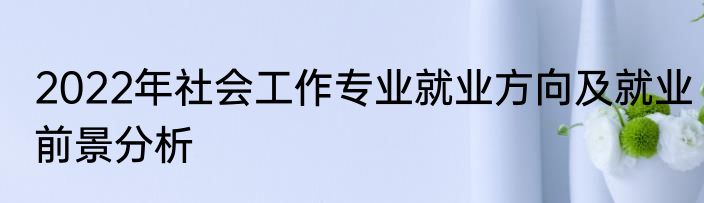 2022年社会工作专业就业方向及就业前景分析