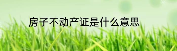 房子不动产证是什么意思