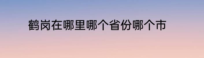 鹤岗在哪里哪个省份哪个市