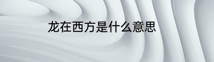 龙在西方是什么意思
