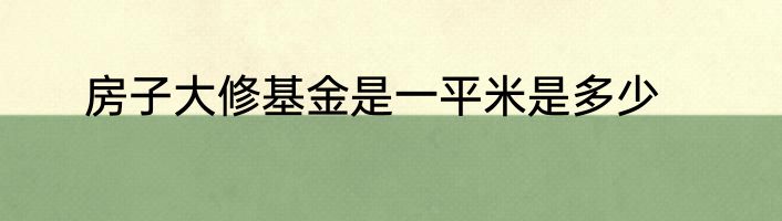 房子大修基金是一平米是多少