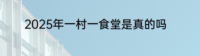 2025年一村一食堂是真的吗