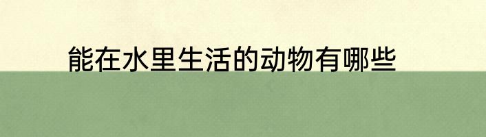 能在水里生活的动物有哪些