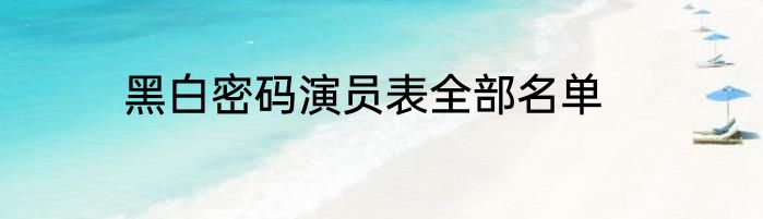 黑白密码演员表全部名单