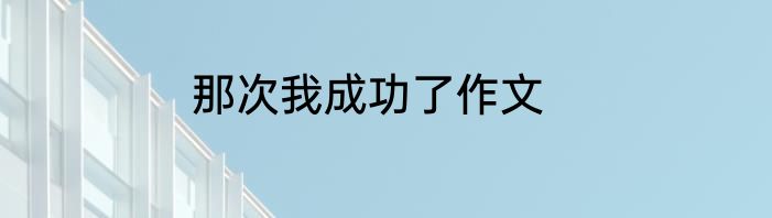 那次我成功了作文