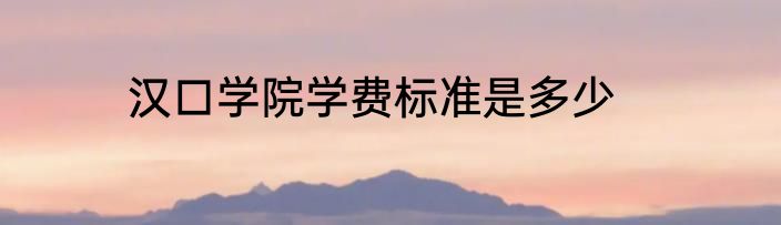 汉口学院学费标准是多少