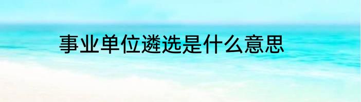事业单位遴选是什么意思