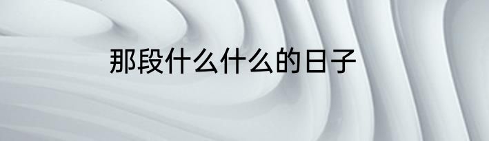 那段什么什么的日子