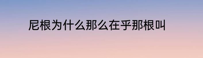 尼根为什么那么在乎那根叫