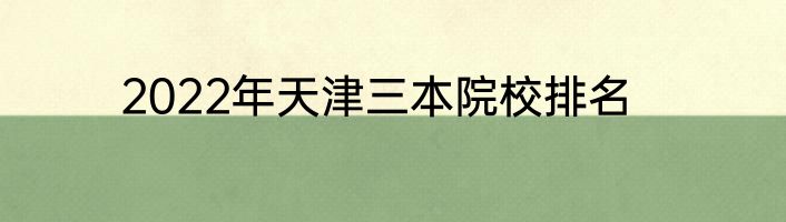 2022年天津三本院校排名