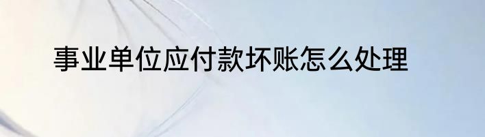 事业单位应付款坏账怎么处理