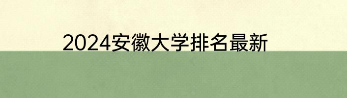 2024安徽大学排名最新