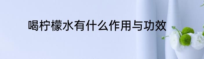 喝柠檬水有什么作用与功效